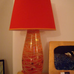 lampada rosso e arancio engobbi e oro